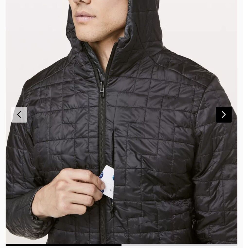Men Lululemon Sky Loft Hoodie Reversible Full Zip Puffer Jacket XL LikeNew Black